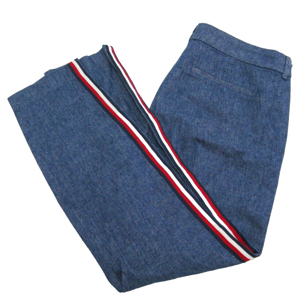 New Old Navy Ankle Jeans Womens Size 10 Linen Blue Pants Side Striped Pixie